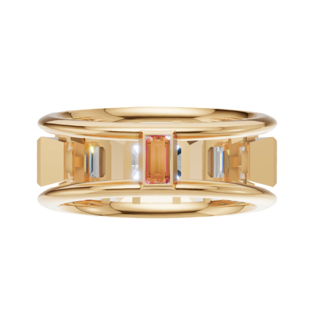 Mint Tourmaline & Rhodolite Milestone Ring