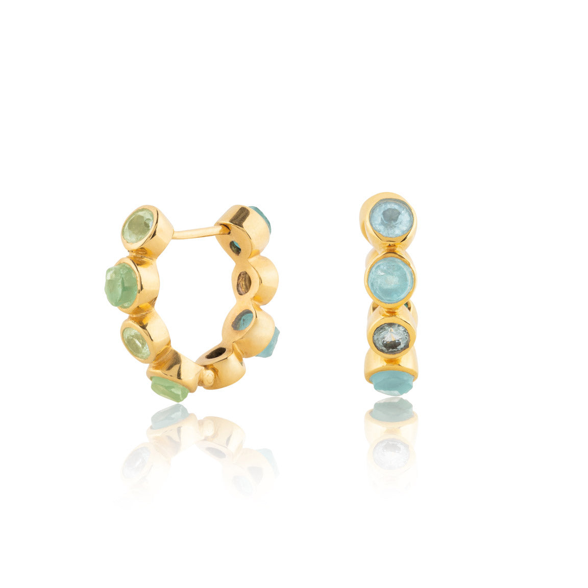 Unfiltered Aquamarine and Peridot Rough-cut and Faceted Earrings