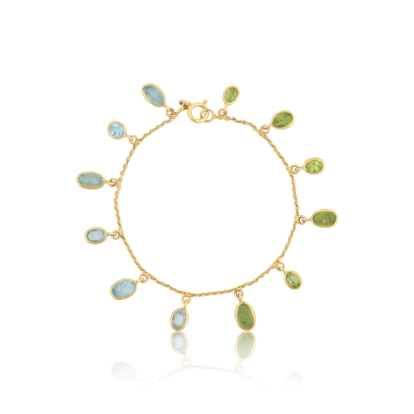 Unfiltered Peridot and Blue Topaz Multi Stone Reversible Bracelet