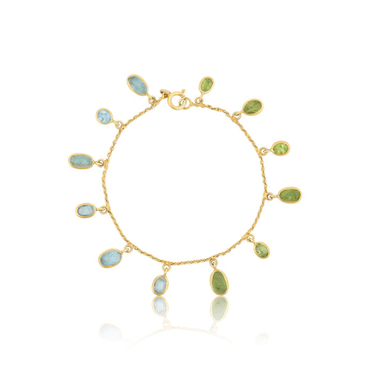 Unfiltered Peridot and Blue Topaz Multi Stone Reversible Bracelet