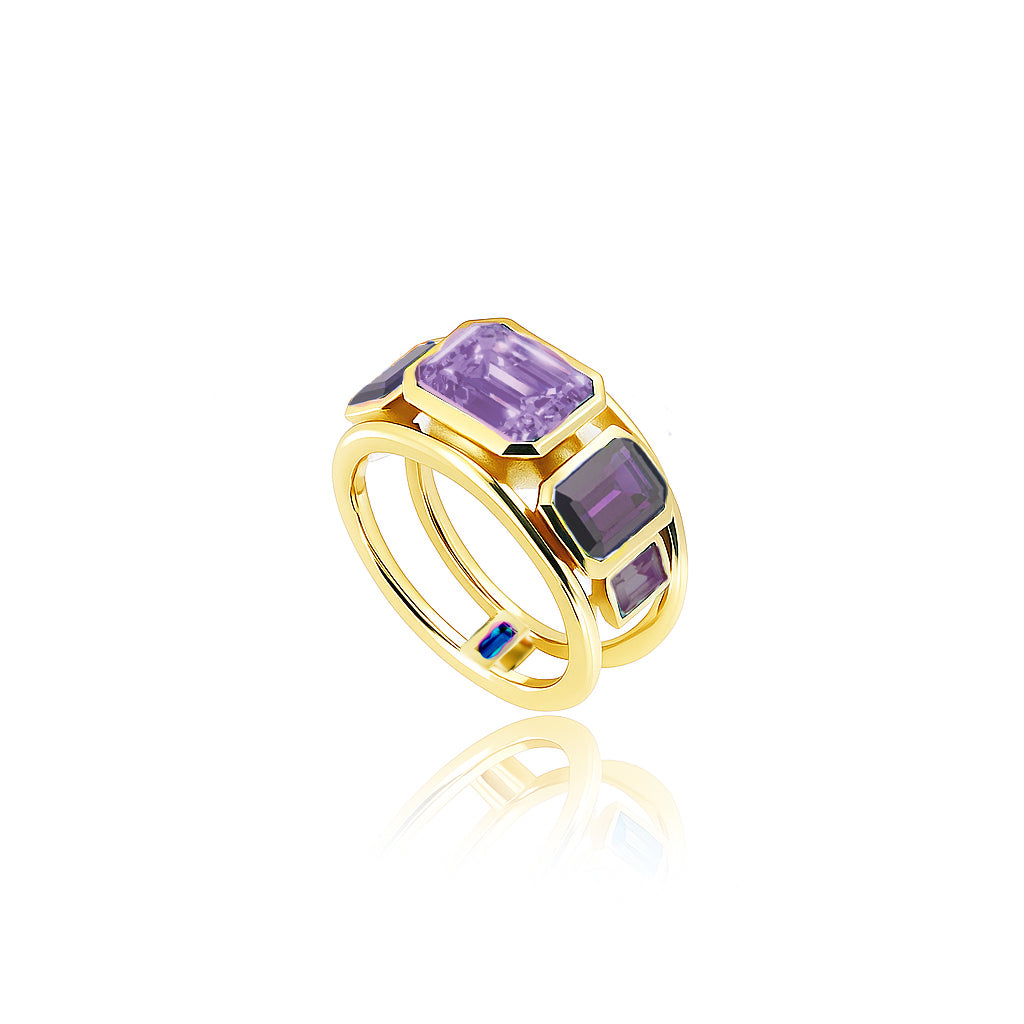 Amethyst & London Blue Topaz Milestone Ring