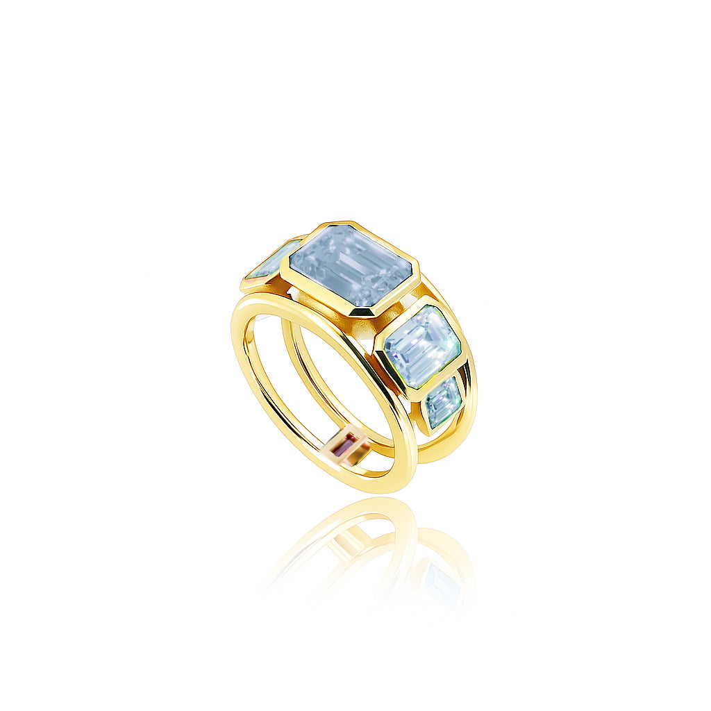 Sky Blue Topaz & Tourmaline Milestone Ring