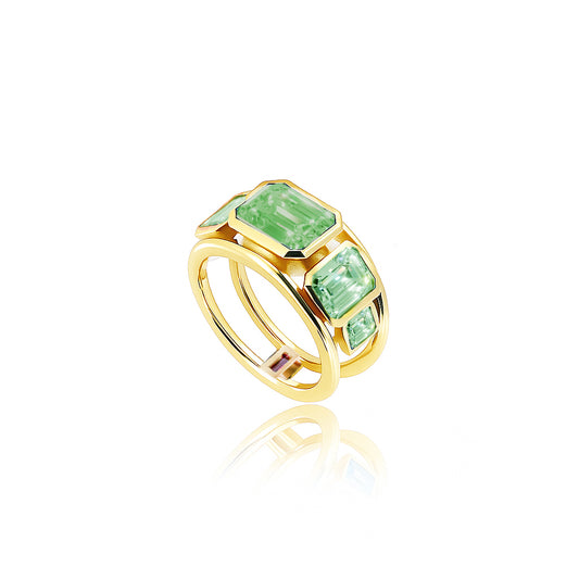Mint Tourmaline & Rhodolite Milestone Ring