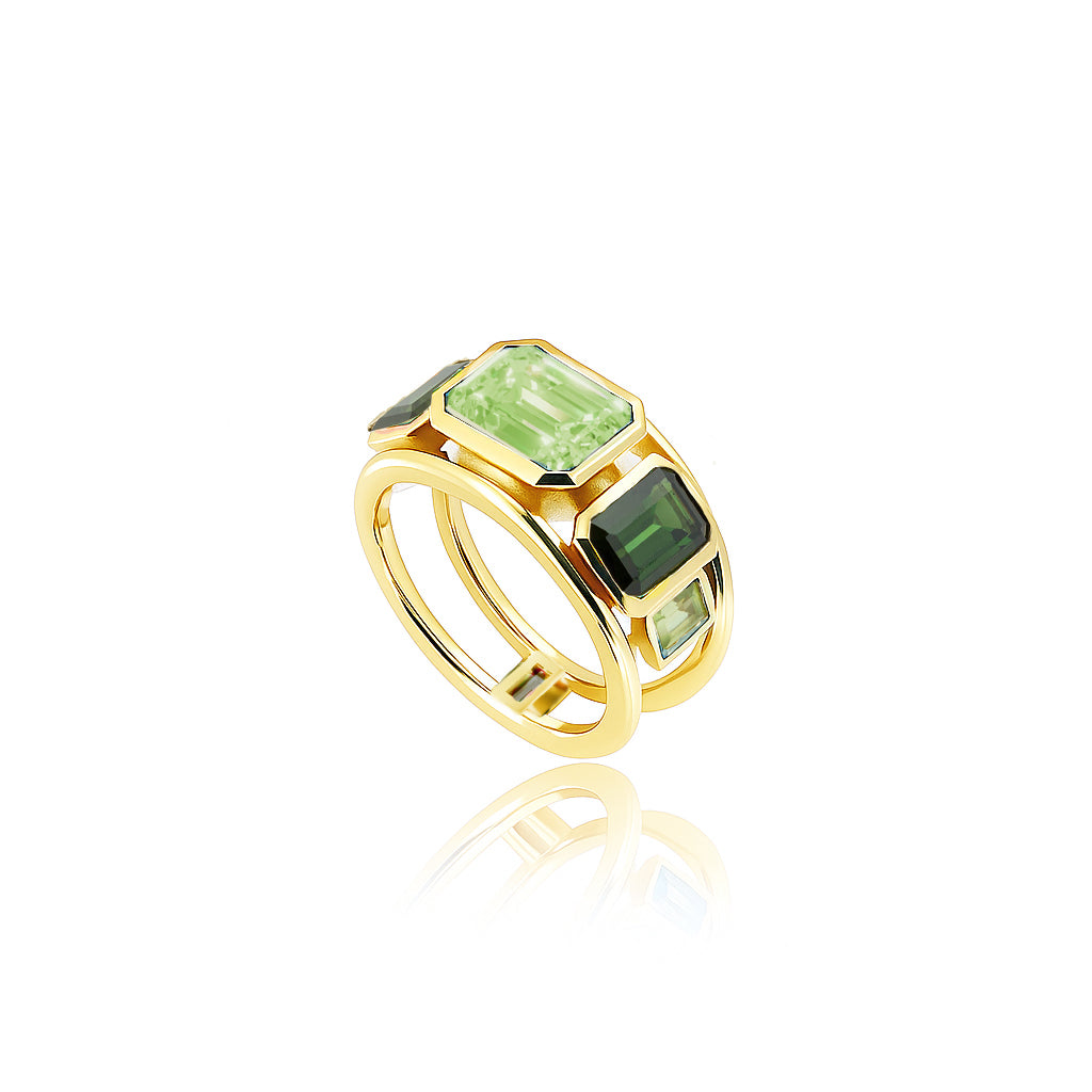 Peridot, Tourmaline & London Blue Topaz Milestone Ring