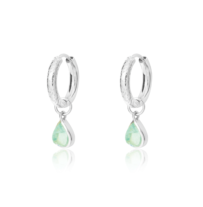 Reversible Plain Hoops In Silver with Peridot Detachable Drops