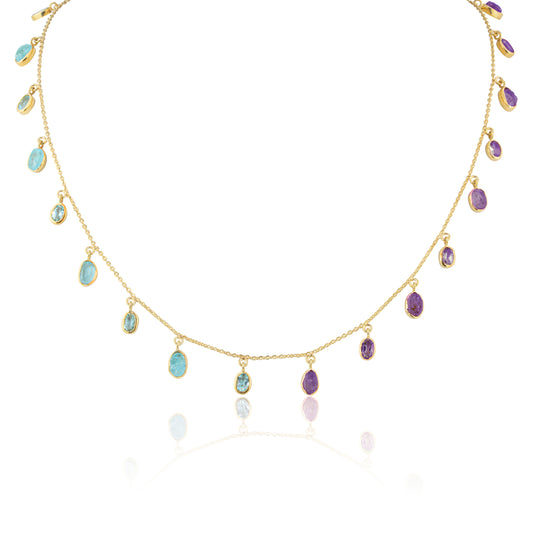 Unfiltered Amethyst and Apatite Multi Stone Reversible Necklace