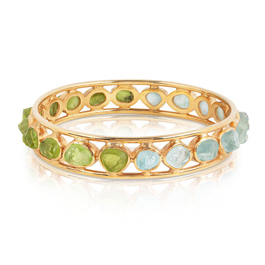 Unfiltered Aquamarine and Peridot Bangle