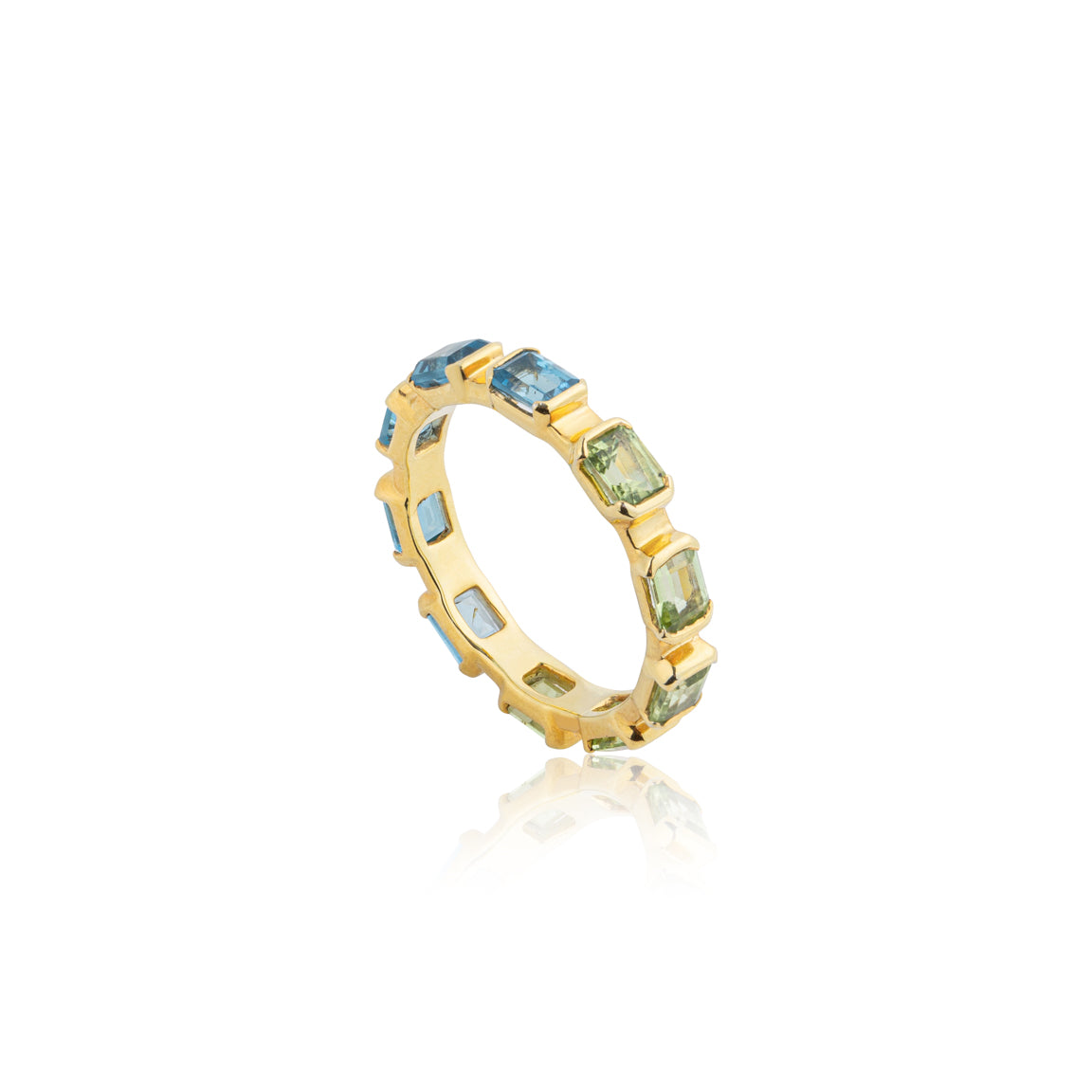 Night and Day, Blue Topaz and Peridot Reversible Stacking Ring