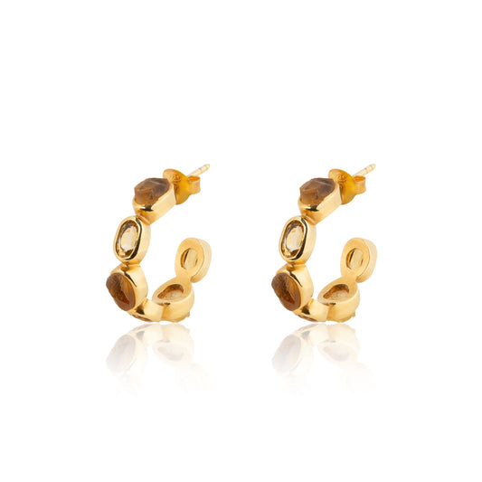 Unfiltered Citrine Six Stone Hoop Earrings