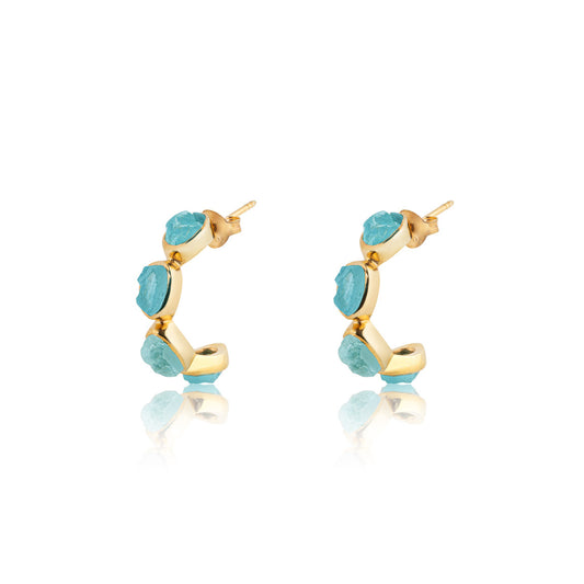 Unfiltered Apatite Four Stone Hoop Earrings