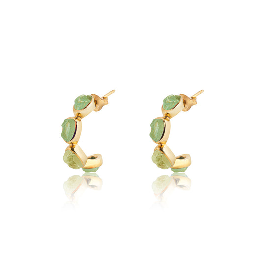 Unfiltered Peridot Four Stone Hoop Earrings