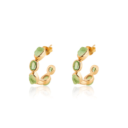 Unfiltered Peridot Six Stone Hoop Earrings