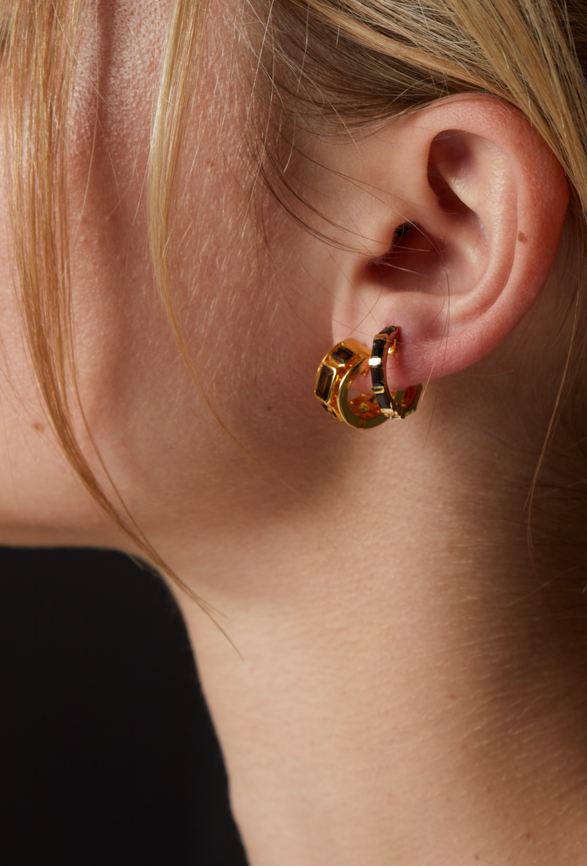 Night and Day, Peridot and Smokey Quartz Reversible Hoops