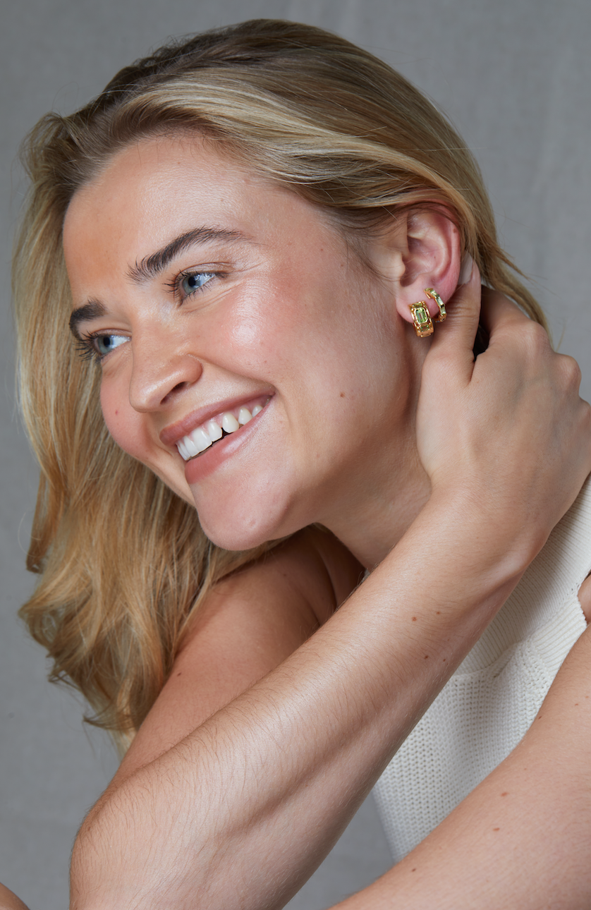 Night and Day, Peridot and White Topaz Reversible Hoops