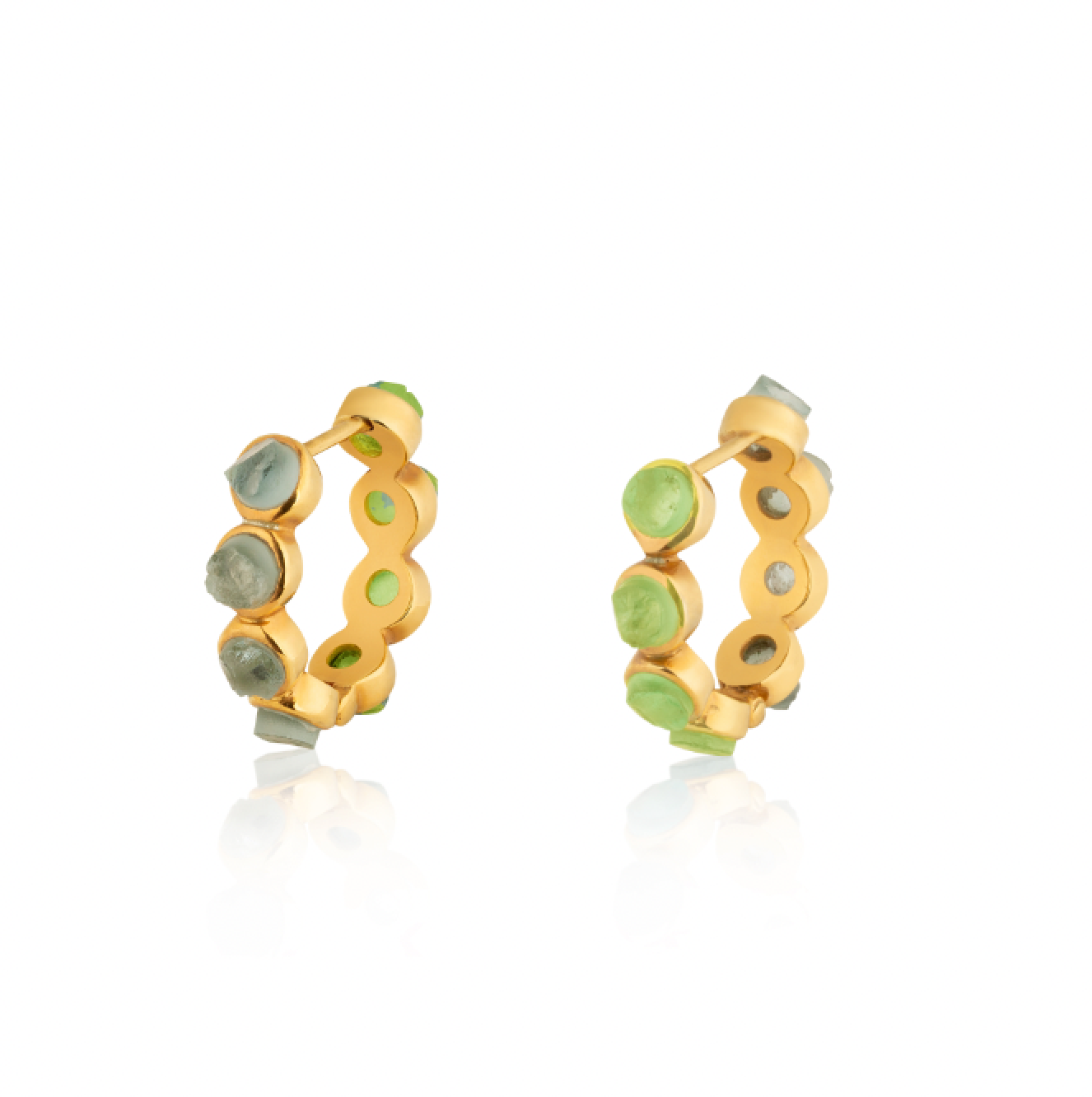 Unfiltered Peridot and Aquamarine Rough-cut Reversible Earrings