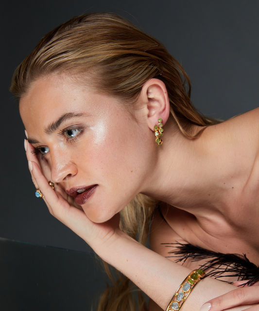 Unfiltered Peridot Six Stone Hoop Earrings